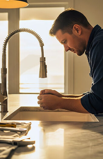 Plumber Hands Sink